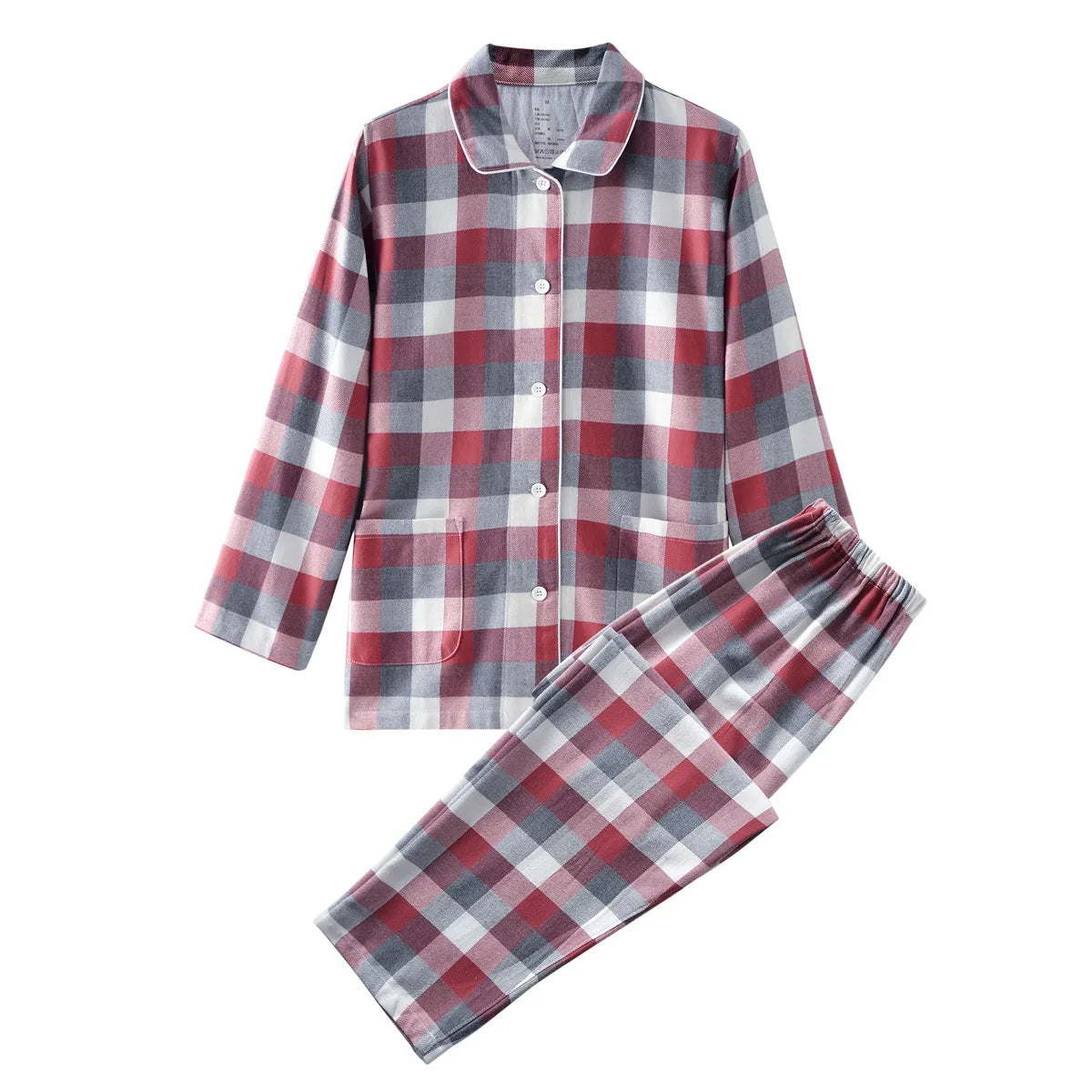 Cotton Flannel Plaid Men's & Women's High-quality Patterned Thick Pajamas for Autumn and Winter