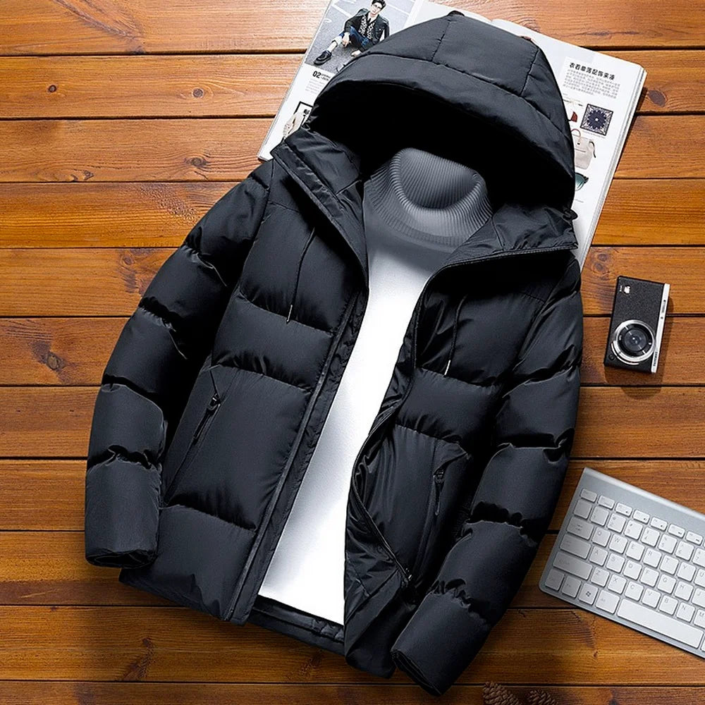 Men's Hooded Lightweight Cotton Puff Padded Coat Winter Jackets