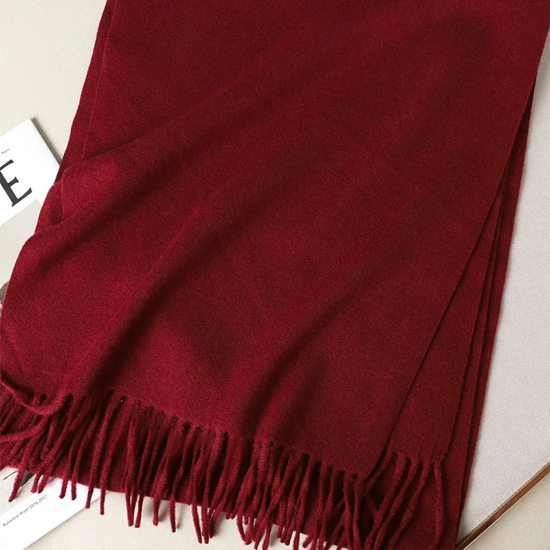 Color Solid Women Winter Scarf Warm Thicken Cashmere Shawl