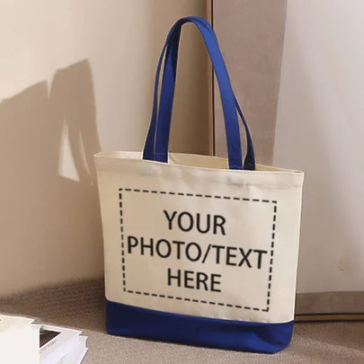 20/50 Pieces/lot Customized Photo/Text Splicing Handbag Women's Canvas Tote Bag Casual Commuting Shopping Bags 40x35x10cm