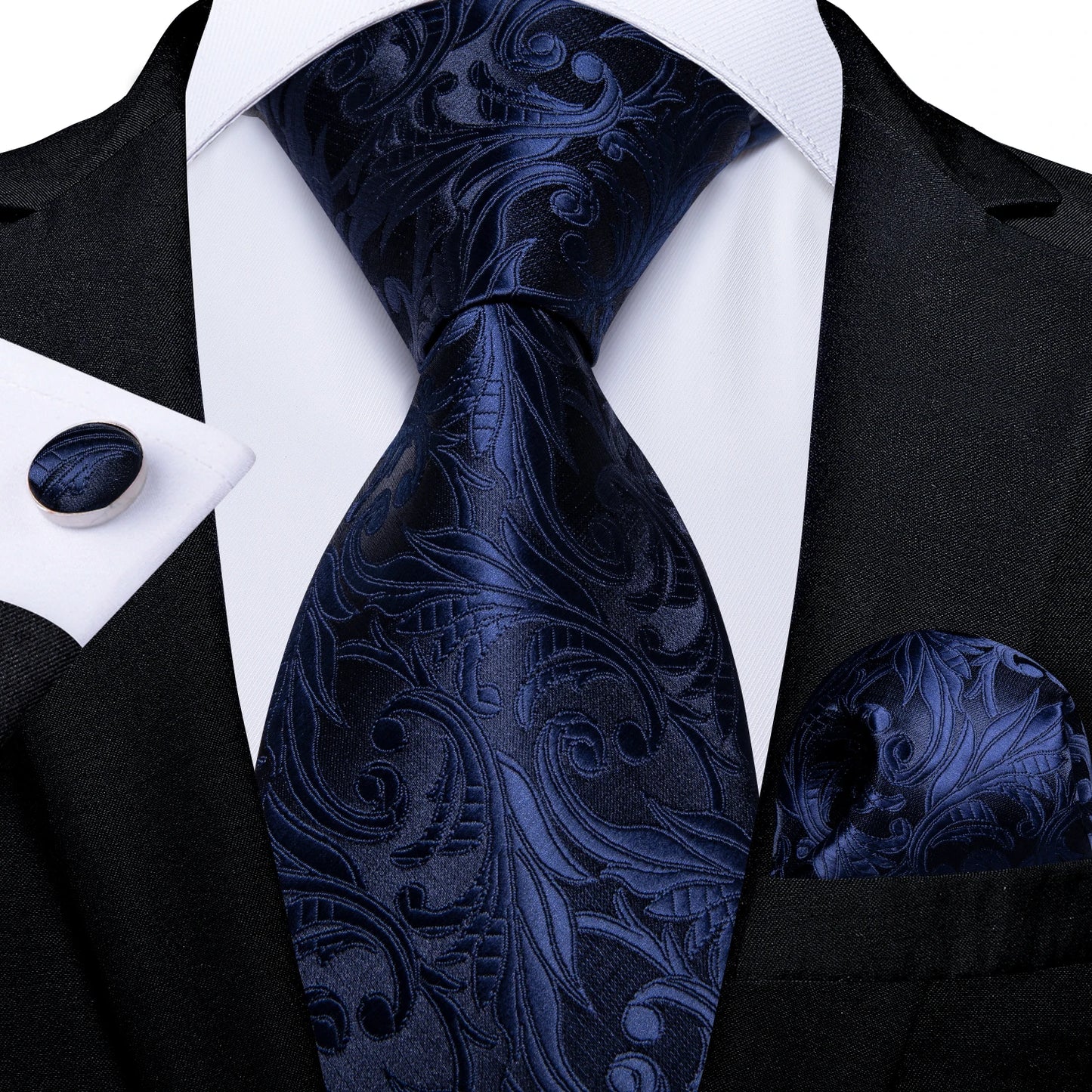 New Classic 100% Silk Men's Ties 8cm Blue Plaid Dot Striped Business Necktie Handkerchief Wedding Party Tie Set