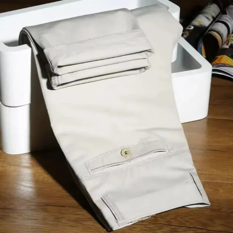 Summer Thin Cotton Men's Pants High Waist Straight Loose