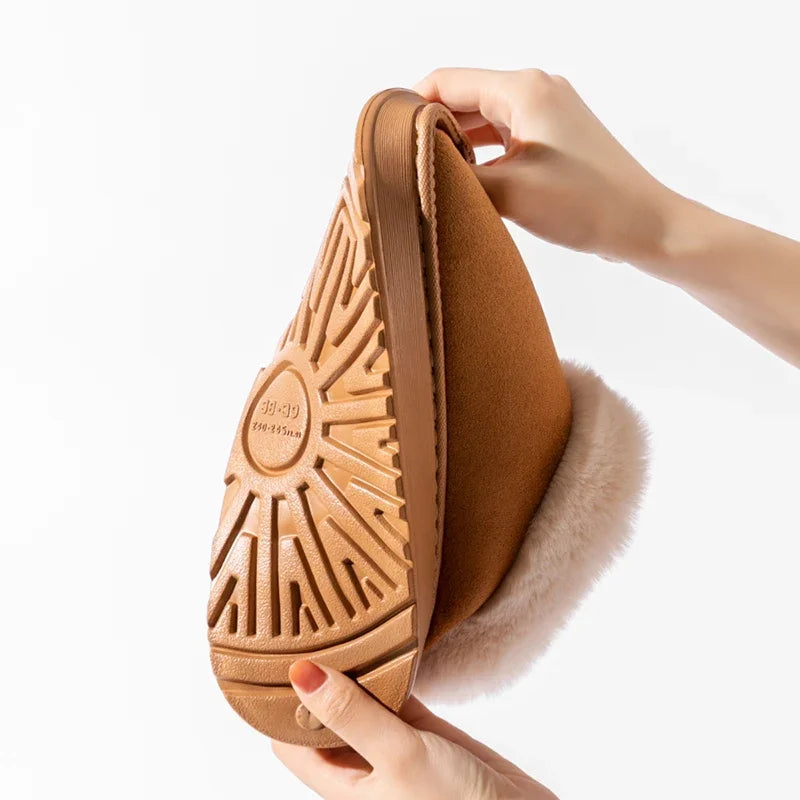 Women's Autumn Winter Cotton Slippers With Thick & Soft Soles Outdoor Indoor Wear, Comfortable Warm Anti-slip