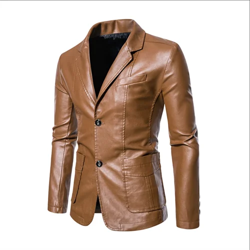 Men's Business Casual Leather Jacket Coats Large Size 5XL Slim Fit
