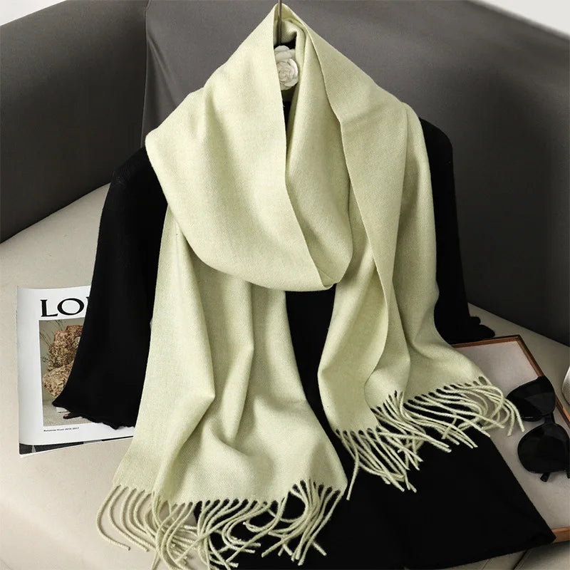 Color Solid Women Winter Scarf Warm Thicken Cashmere Shawl