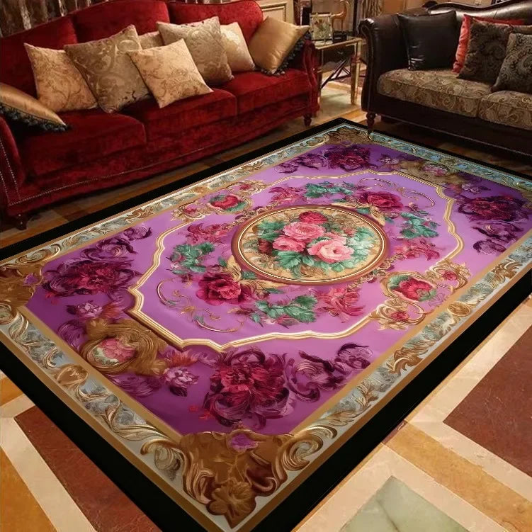 Luxury European Floral Carpets for Living Room Bedroom Carpet Home Floor Mat