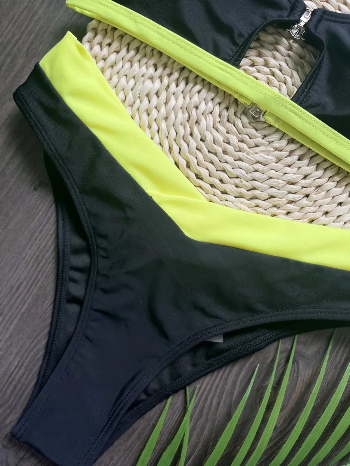 RUOTONSEPT Sexy Solid Splicing Bikini Set Women's Swimsuit Two-piece Triangle Thong Swimwear Bathing Suit Brazilian Biquinis