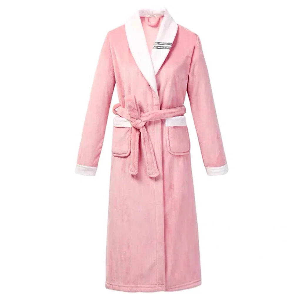Thicken Warm Flannel Couple Robe Lounge Wear Winter Kimono Bathrobe Gown Sleepwear