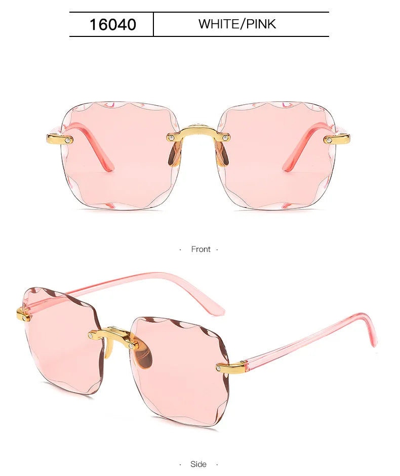 Sunglasses For Women ladies Rimless Diamond cutting Lens Brand Designer Ocean Shades