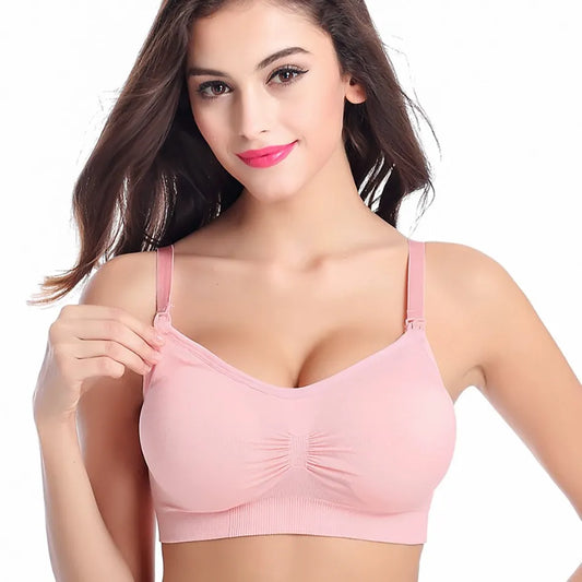 Breastfeeding Bra Upper Buckle Wirefree Seamless Postpartum Removable Chest Pad