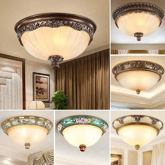 Simple Retro European Home Decor Resin Led Ceiling Lamps