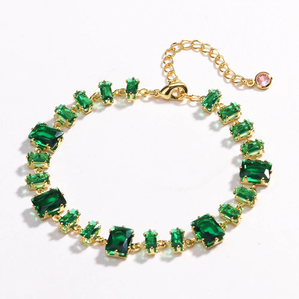 Mix Style Green Micro-inlaid Zircon Tennis Bracelet for Women 2025 New Men Bracelet Homme Jewelry Accessories Wholesale