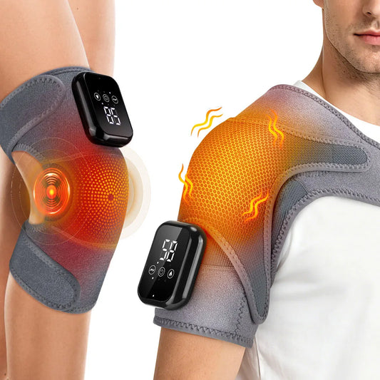 3 Modes Vibration 3 Heating Levels Heating Pad Set for Shoulder Knee Wrist Massage, Cordless Rechargeable Large Size