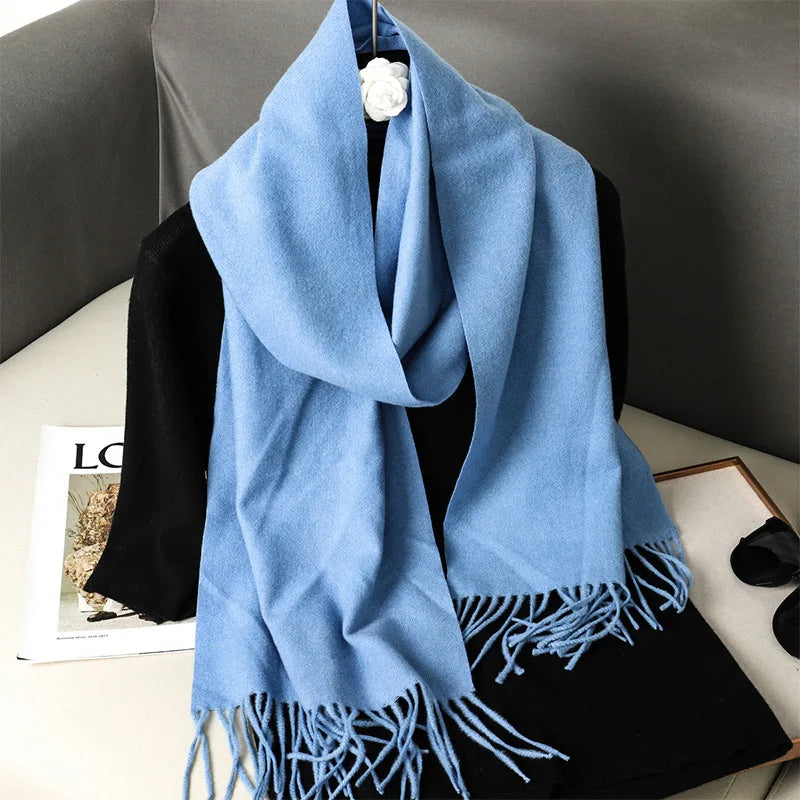 Color Solid Women Winter Scarf Warm Thicken Cashmere Shawl