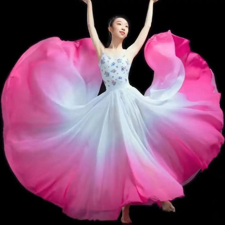 Women Classical Swing Dance Training Skirt Wrap Ethereal 720 Degree Skirt