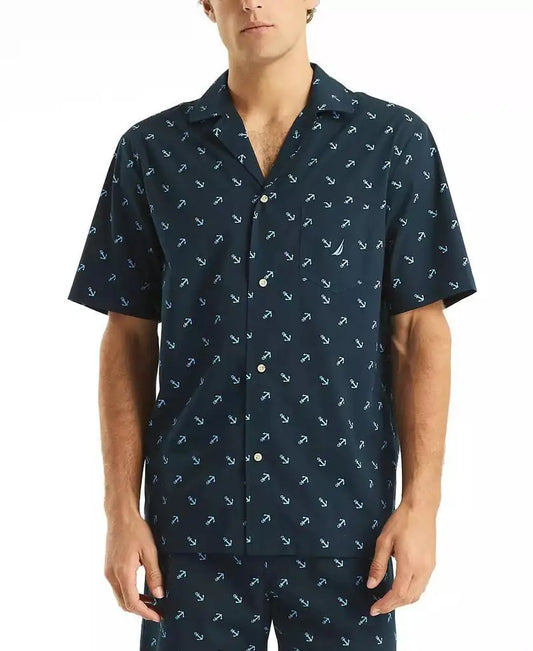 Nautica | Men's Crafted Printed Camp Sleep Pajama Shirt