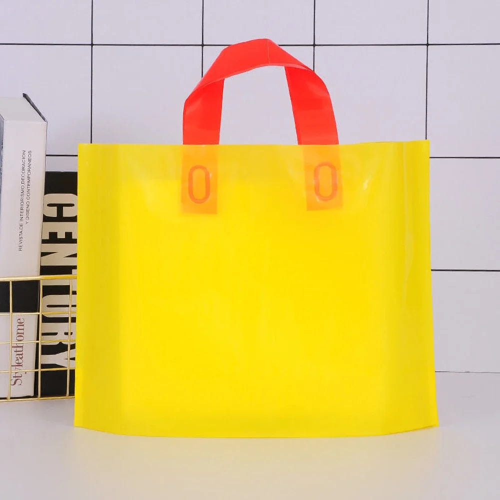 100pcs Custom Logo Colorful Shopping Bags With Handle Plastic Gift Bag Print One Color Logo On One-sided Free Design Print