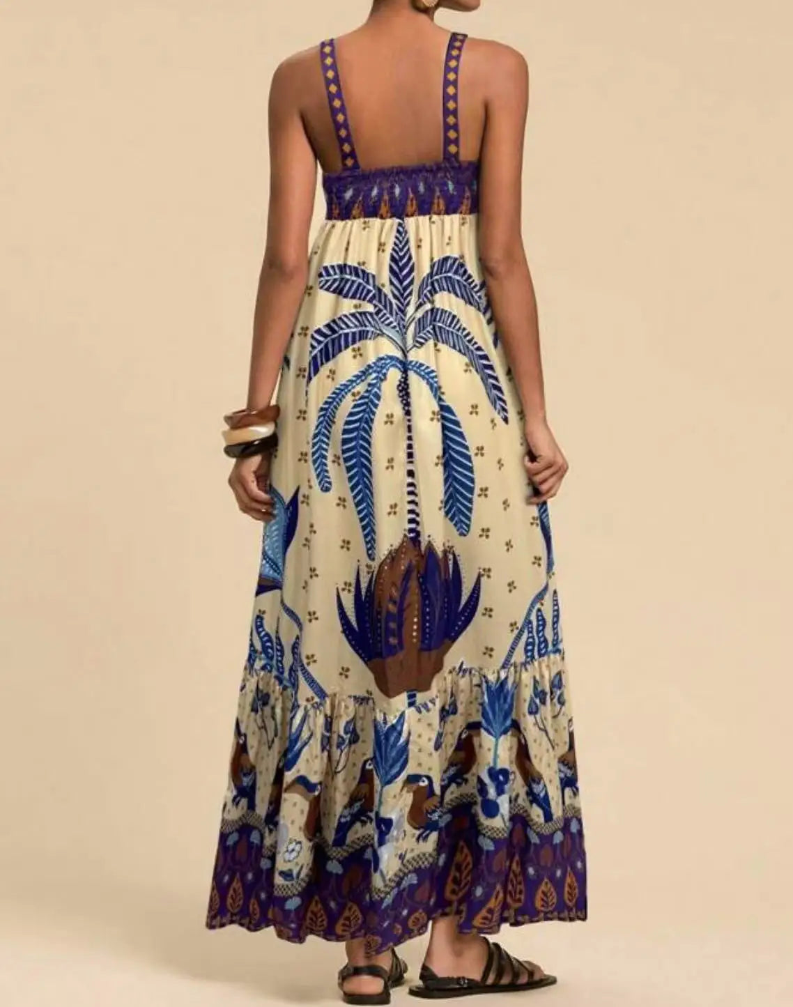 Women's Elegant Print Summer Dress Spaghetti Strap Vacation Party Dress