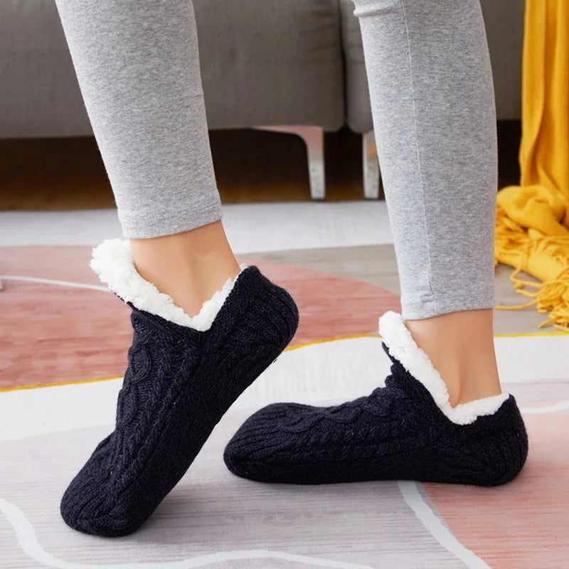 Thickened Thermal Winter Women/Men Cotton Slipper Socks Non Slip Fluffy