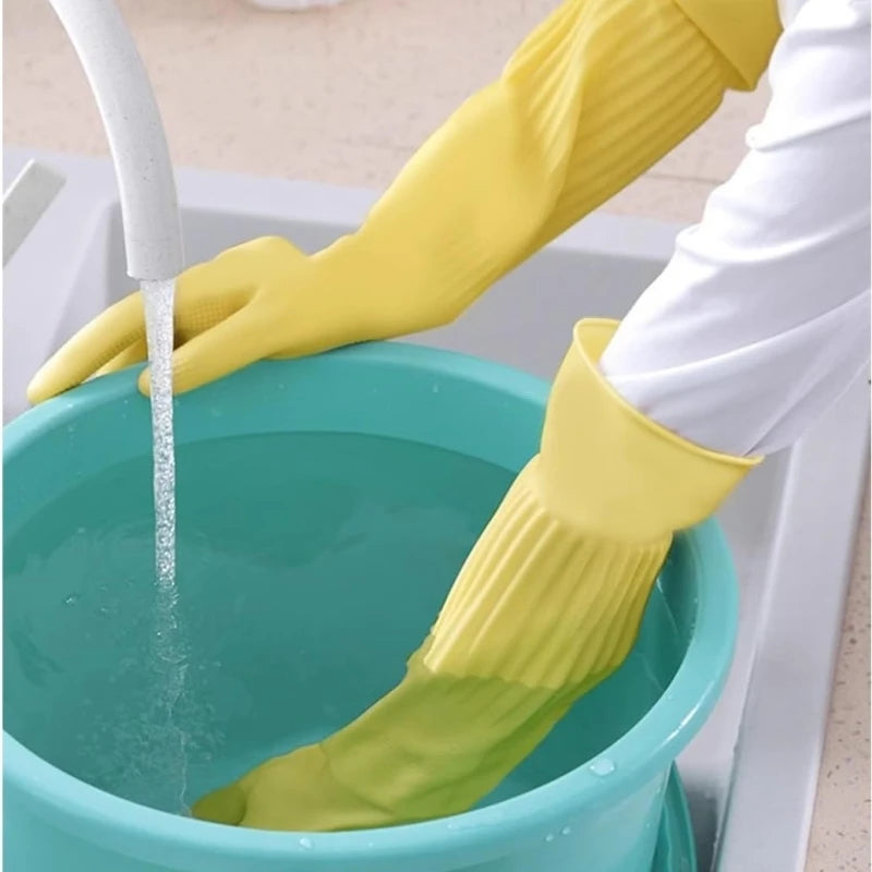 45CM Extra-Long Rubber Cleaning Gloves Non-Slip Reuseable Kitchen Washing Tools for Household Bathroom Dishwashing Latex Gloves