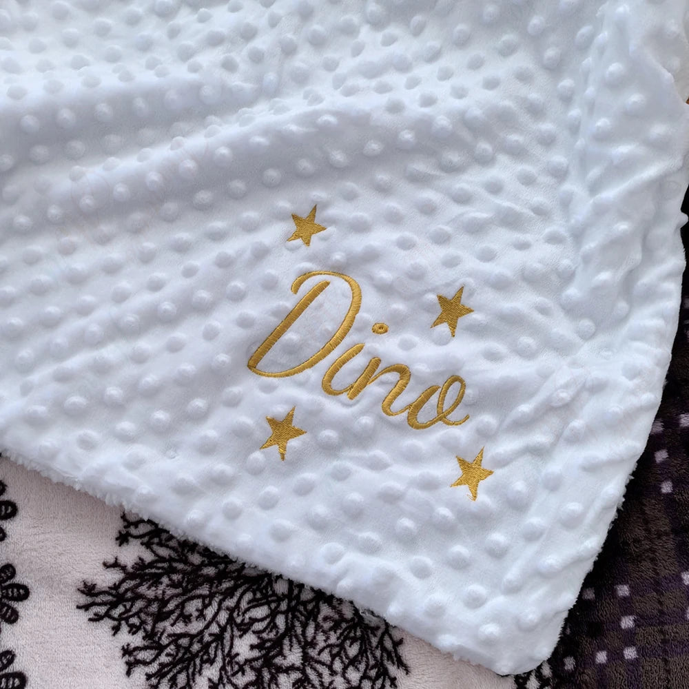 Embroidery Personalized Name with Star Baby or Plain Soft Cotton Newborn Baby Blanket