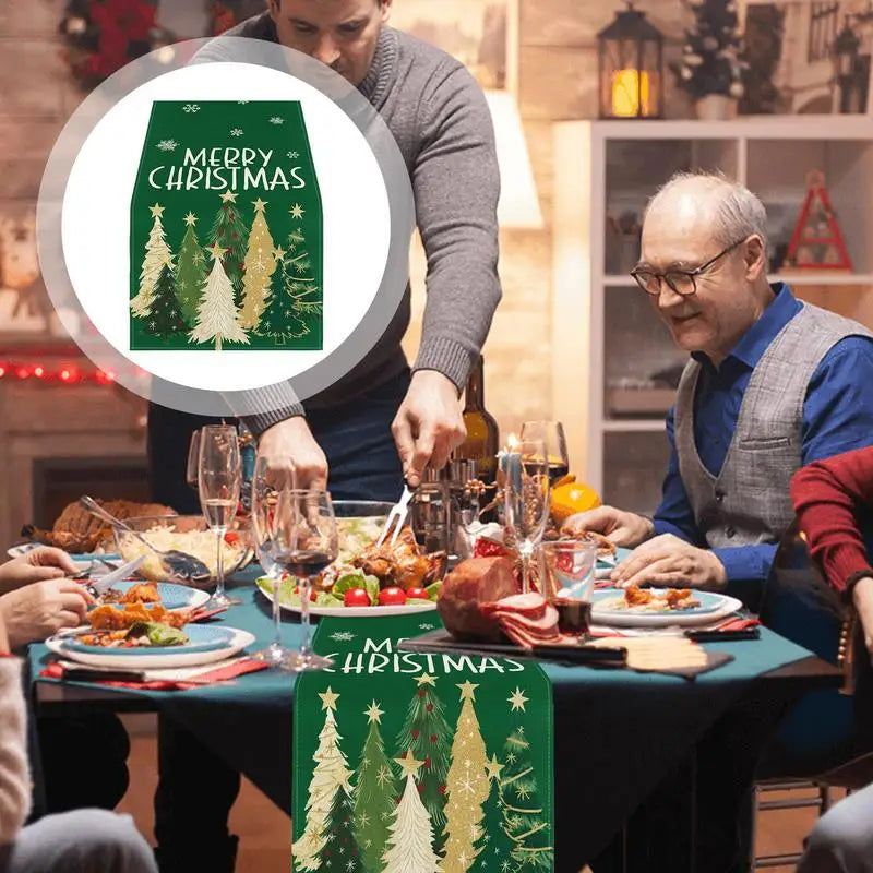 Christmas Table Cover Runner Holiday Tablecloth Linen Rectangular Farmhouse