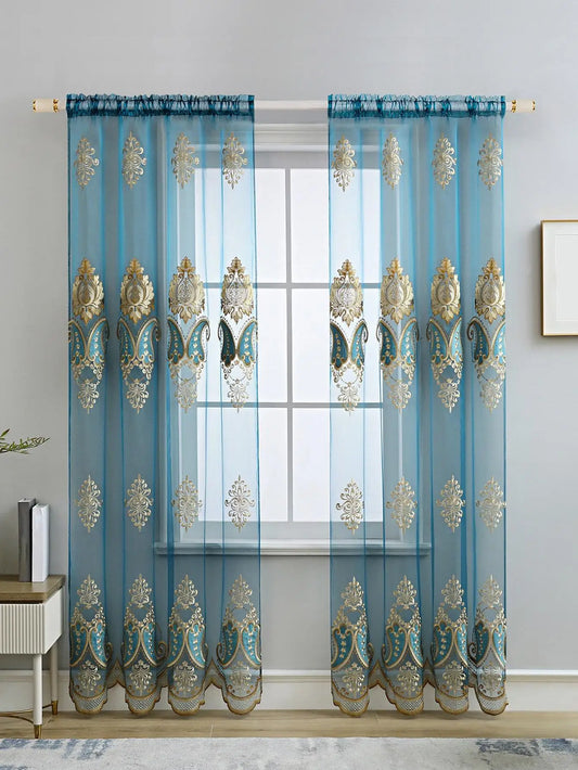 Modern European High Luxury Embroidered Bedroom and Living Room Screen Curtain 1PC