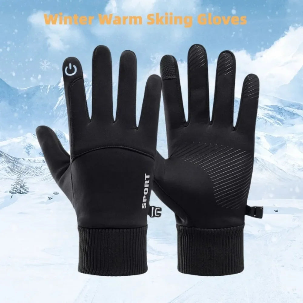 Autumn Winter Warm Full Finger Gloves Fashionable Outdoor Sports Touch Screen Anti Cold Non-slip Velvet Gloves