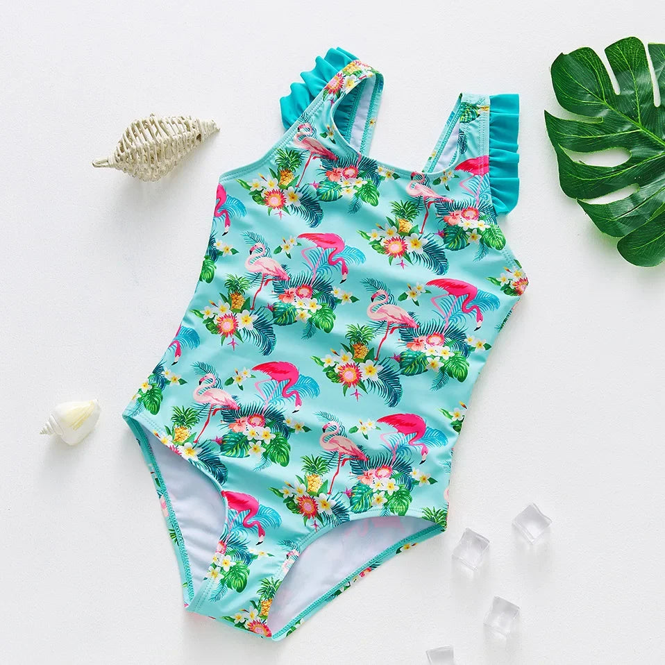 Girl Swimsuit One-Piece Mermaid Fish Scale Unicorn Children's Swimwear 2 - 8 Years