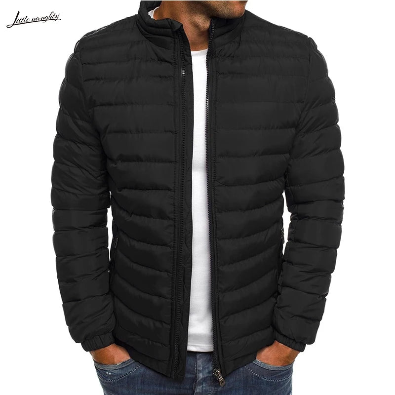 Men's Parkas Solid Hooded Cotton Coat Jacket Warm Autumn Winter