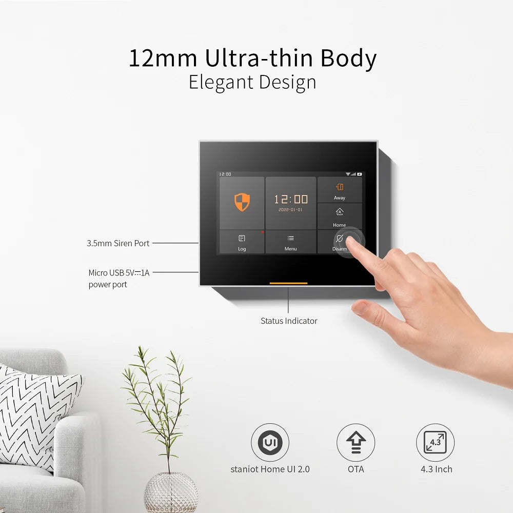 Staniot Wireless WiFi 4G Smart Tuya Security Alarms for Home with 5 Years Door Window Sensor Burglar System Kits Work with Alexa