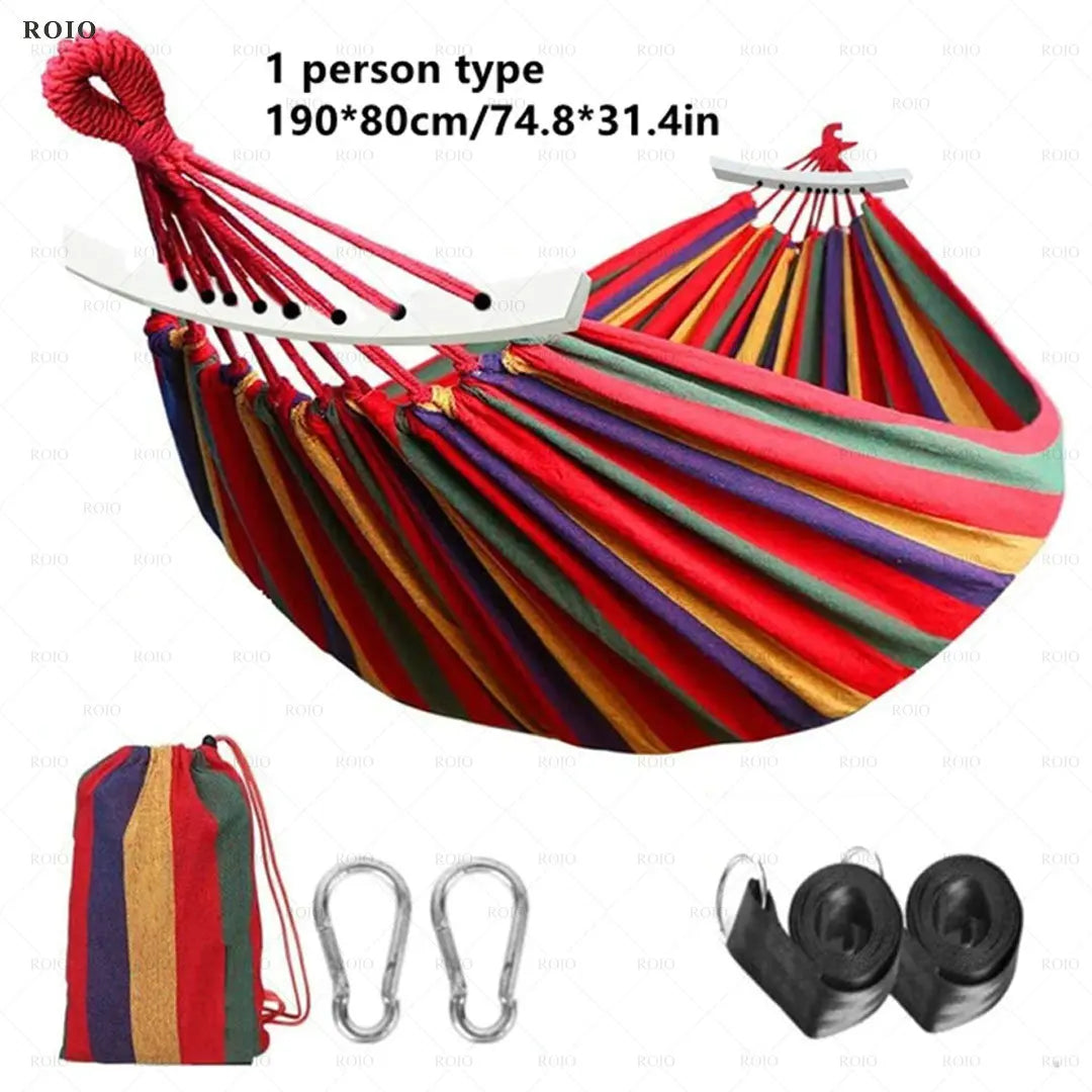 Outdoor Camping Hammock Thickened Durable Fabric Canvas with Bag
