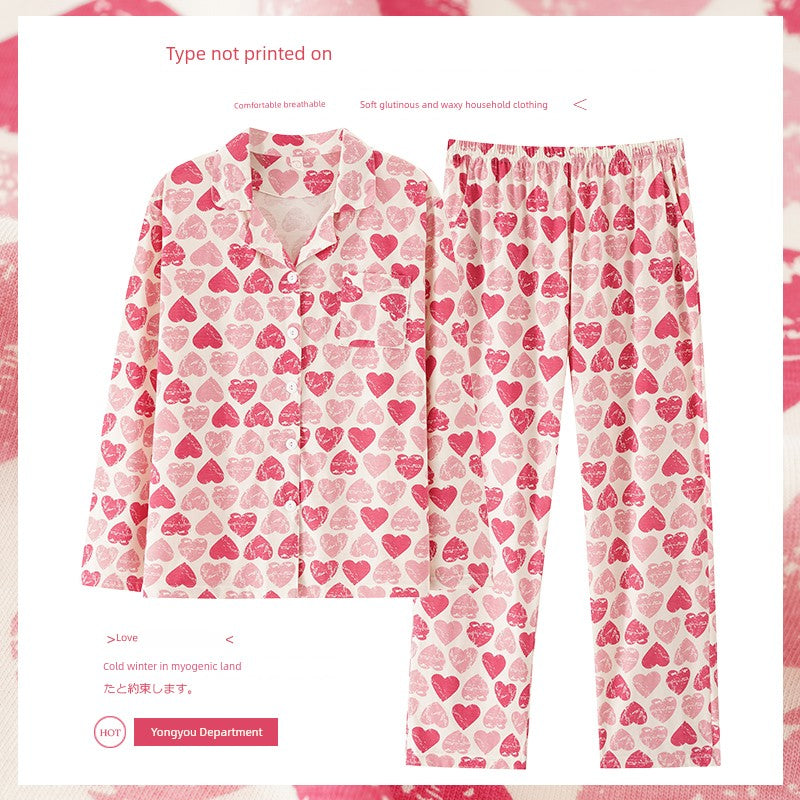 Cotton Couple Pajamas for Men and Women Spring and Autumn Pure Cotton Thin Plaid Long Sleeves Plus Size Outerwear