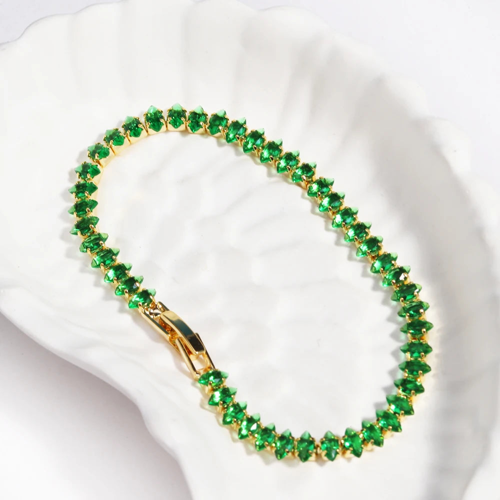 Mix Style Green Micro-inlaid Zircon Tennis Bracelet for Women 2025 New Men Bracelet Homme Jewelry Accessories Wholesale