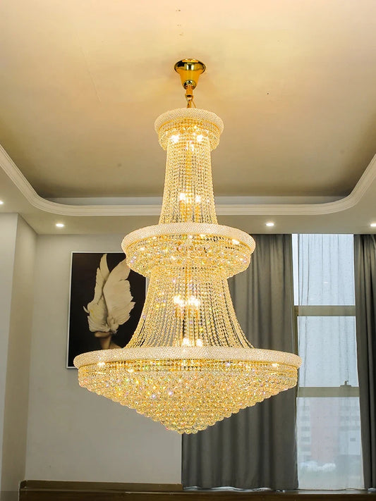 Luxury Staircase Living Room European-Style Large Chrome Chandelier