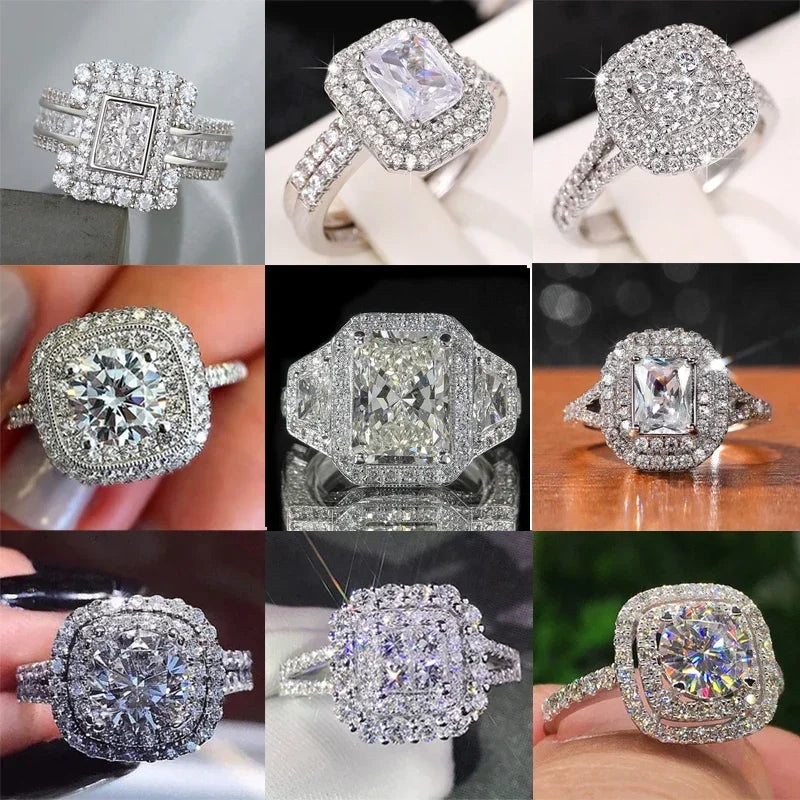 Women's Square Jewelry Ring Geometric Luxury Inlaid AAA Cubic Zirconia