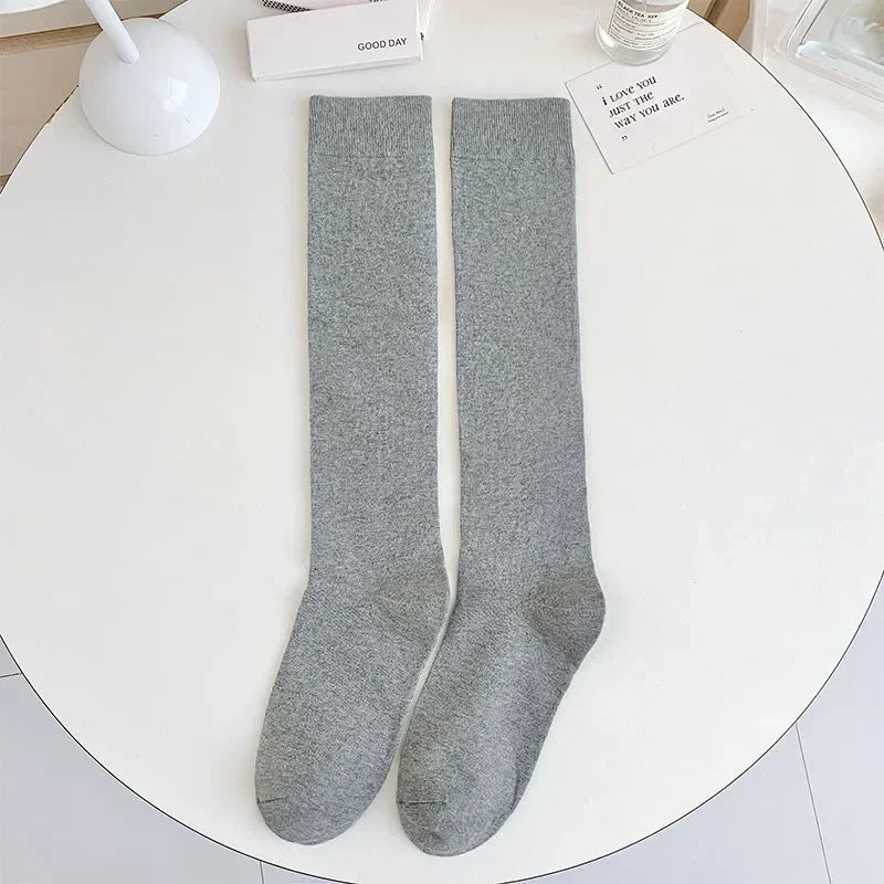 Women Stockings College Style Knitted Cotton Knee Socks