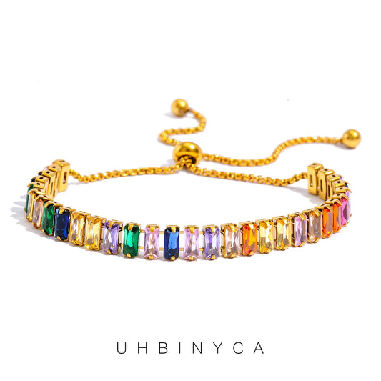Women's Adjustable CZ Bracelet - Sparkling Zirconia Chain, Shines on Hypoallergenic Stainless Steel, Dazzling Everyday Jewelry