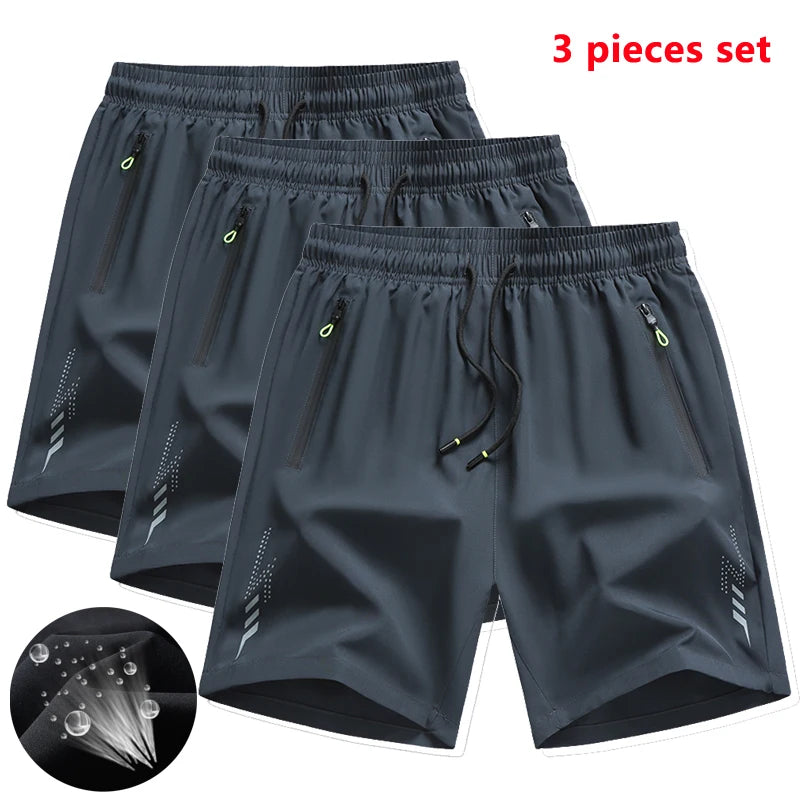 3 Pieces Men's Running Shorts Sports Gym Quick Dry Workout Training Fitness Jogging Short Pants