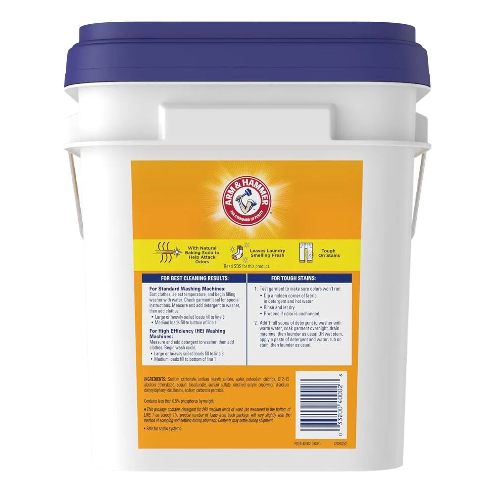 Professional Powder Laundry Detergent, 290 Loads Bulk 18lb Pail, Free & Clear for All Machines