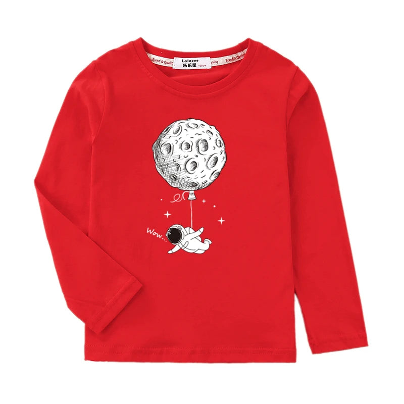 Boys Cotton Long Sleeved T-Shirt Spaceman