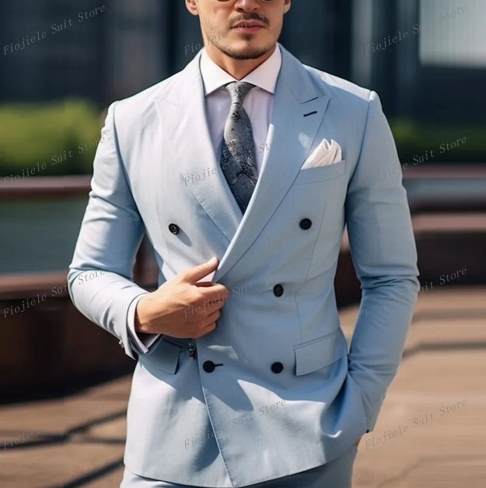 Men Business Formal Occasion Tuxedos Suit 2 Piece Set Blazer Pants