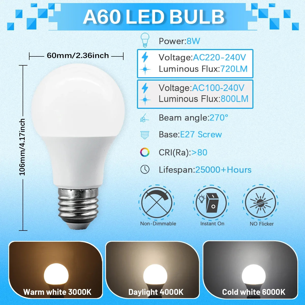 12PCS No Flicker 24W 20W 8W 9W 10W 12W 15W 18W E27 LED Bulb Lamps Light AC220V 110V Cool Lighting for Home Foyer Room Decor