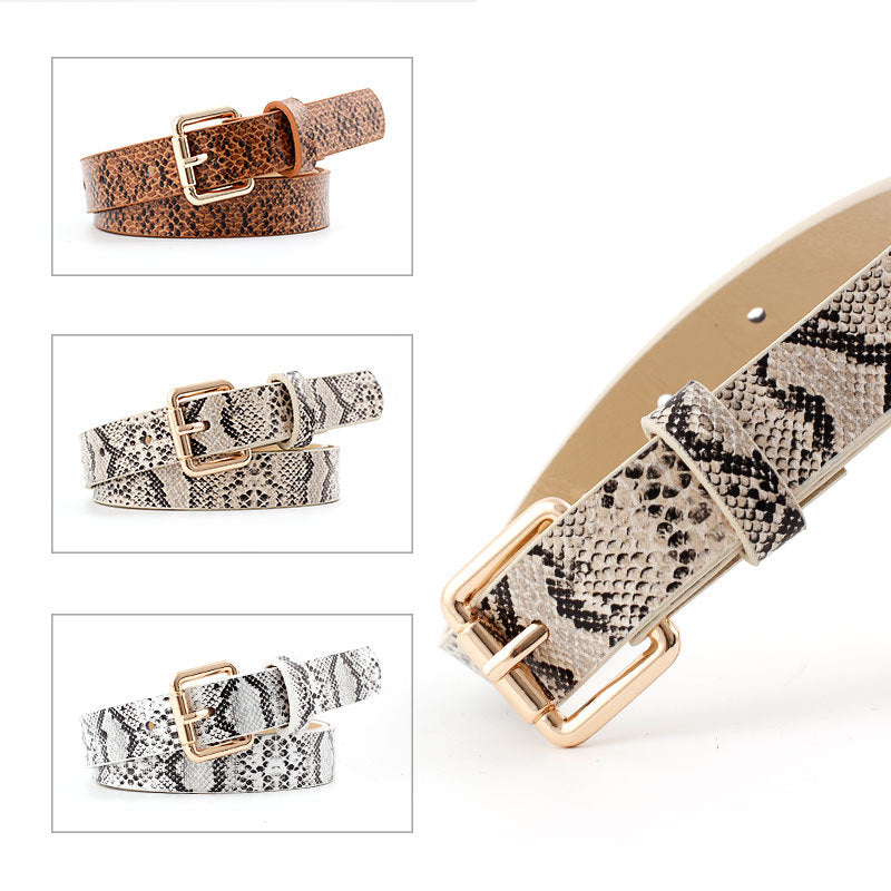 High Quality Women Retro Pu Leather Snake Skin texture Waist Belt