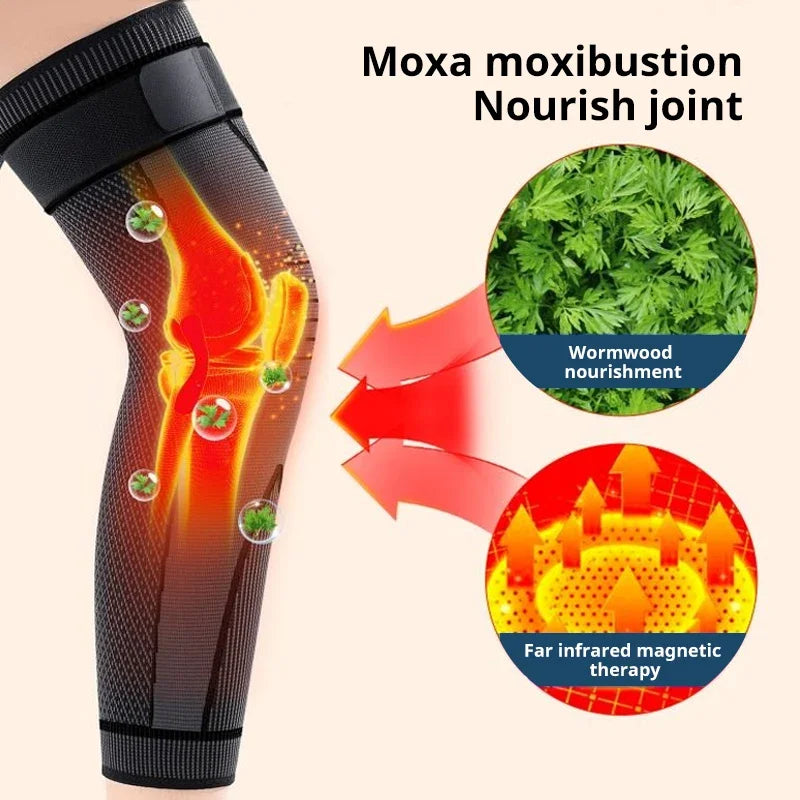 1 Pair Compression Knee Support Pads Self-Heating Four Sided Elasticity Keep Warm Old Cold Legs Fo Elderly Joint Protection Calf