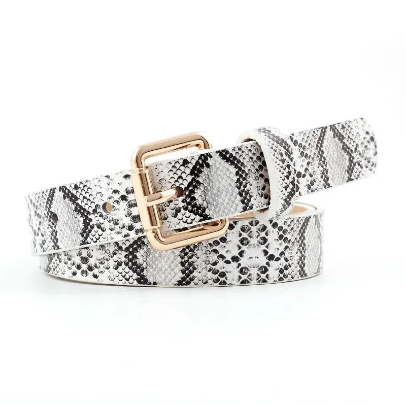 High Quality Women Retro Pu Leather Snake Skin texture Waist Belt