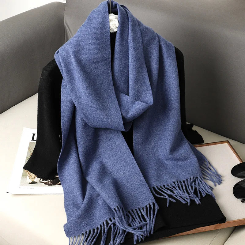 Color Solid Women Winter Scarf Warm Thicken Cashmere Shawl