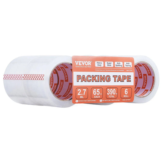 Clear Heavy-Duty 3-Inch Core Packing Tape 6 Rolls No Dispensers 2.7 Mil Thick Designed for Packaging
