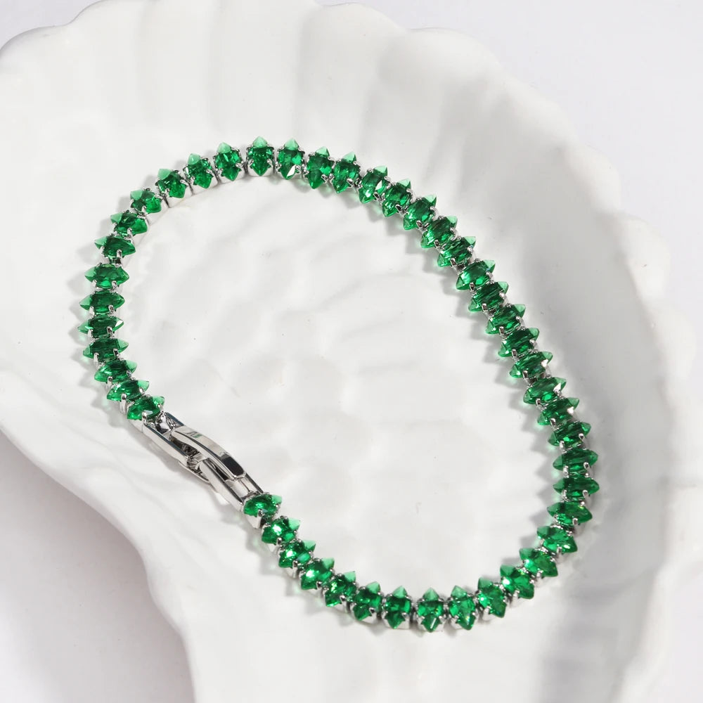 Mix Style Green Micro-inlaid Zircon Tennis Bracelet for Women 2025 New Men Bracelet Homme Jewelry Accessories Wholesale