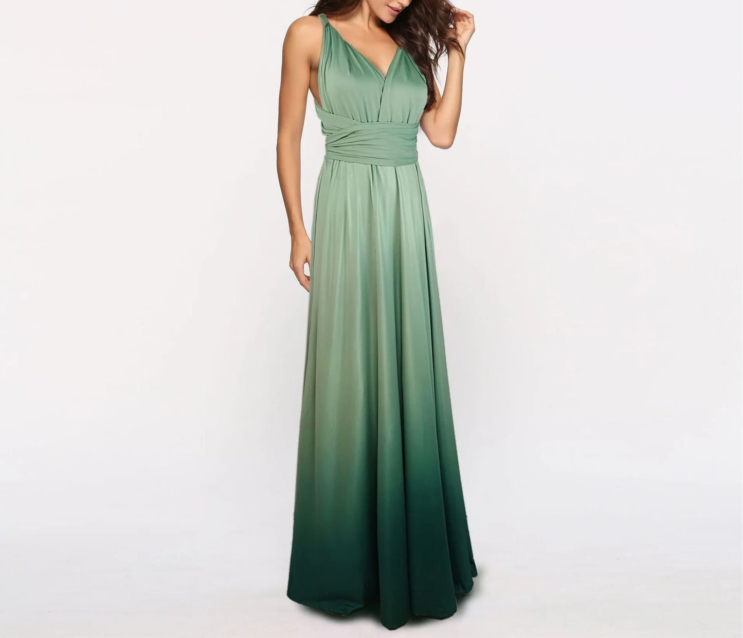 Multicolor Color Maxi Dress for Women Wrap Convertible Cross Bandage Sexy Backless